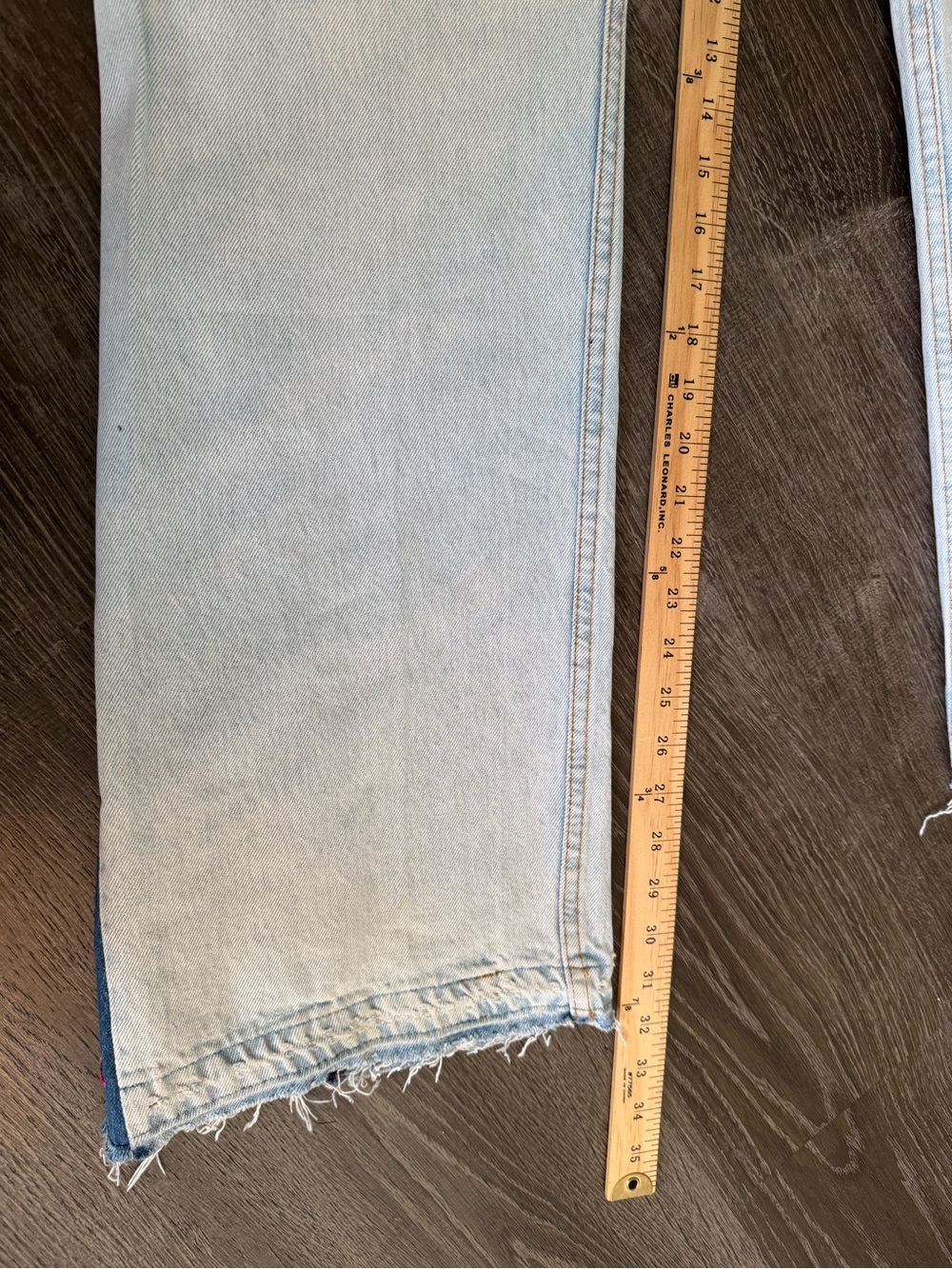 Upcycled Levi’s 501 GOOD KARMA Jeans | Custom Flare Leg | Peace Sign & Eye Art - Picture 9 of 10